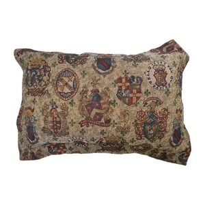 Vtg Tapestry Jacquard Medieval European Castlecore Heraldic Crest Pillow Sham